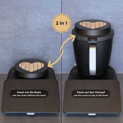 2-in-1 Waageplatte für Thermomix TM7 - Rustikales Holz Herz